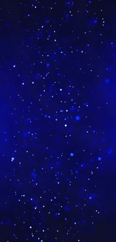 Deep blue starry night wallpaper with glowing celestial specks.