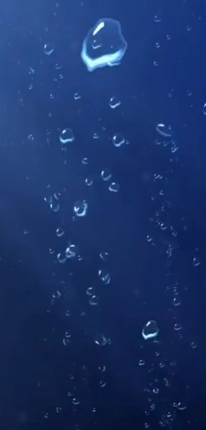 Deep blue wallpaper with water droplets.