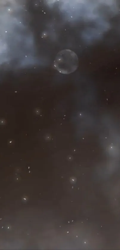 Dark brown galaxy wallpaper with stars and clouds.