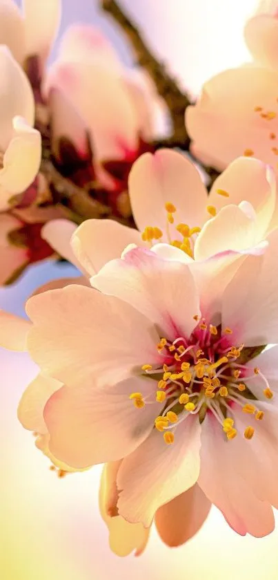 Delicate pastel pink blossom with soft glow.