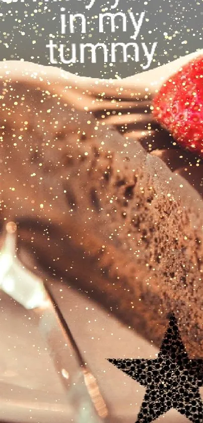 A slice of chocolate cake on a plate with a strawberry on top.