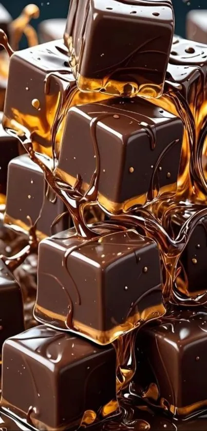 Chocolate cubes with dripping sweetness