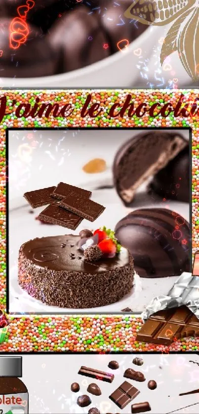 Artistic chocolate dessert wallpaper with elegant design and rich tones.