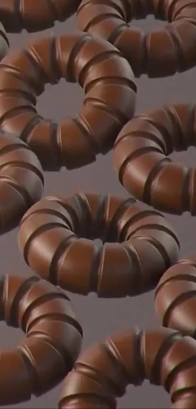 3D wallpaper of chocolate donuts pattern