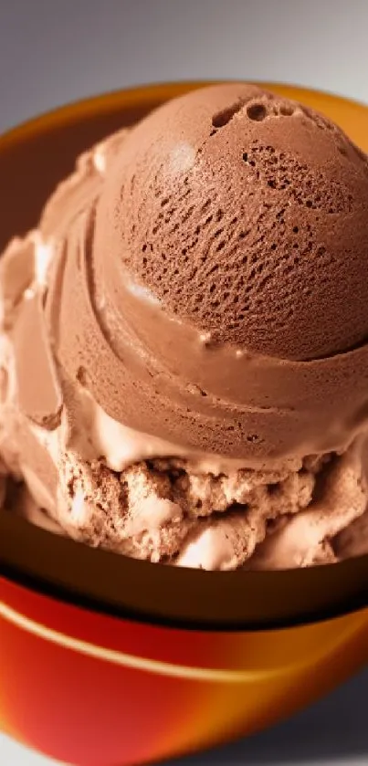 Chocolate ice cream in a colorful bowl wallpaper.