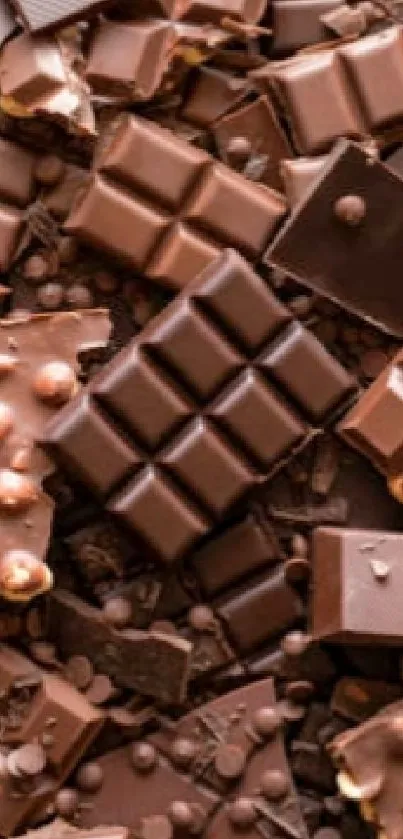 A lush display of assorted dark chocolate pieces.