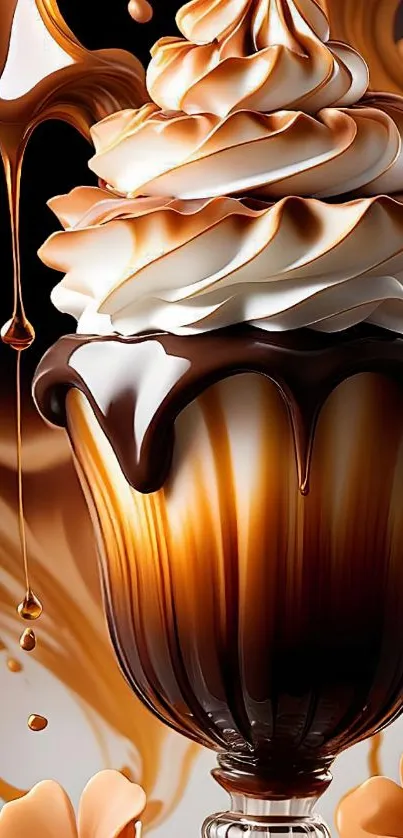 Chocolate swirl dessert in a glass cup with creamy textures.