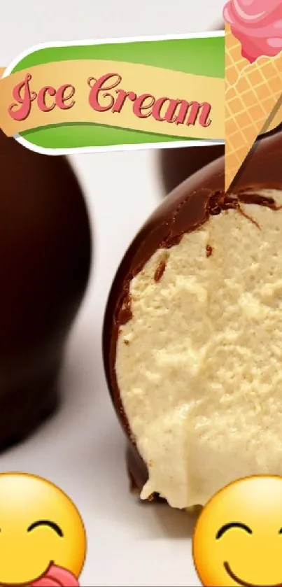 Chocolate treats with creamy filling and ice cream design.