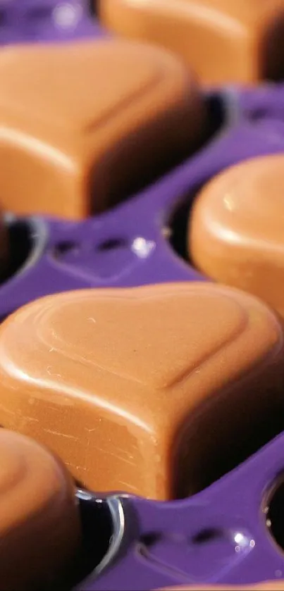 Heart-shaped chocolates in a tray.