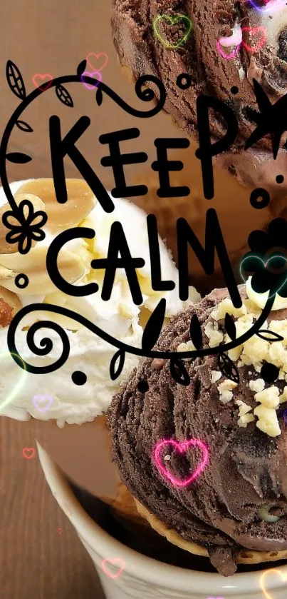 Four ice cream cones in a cup on a wooden table.