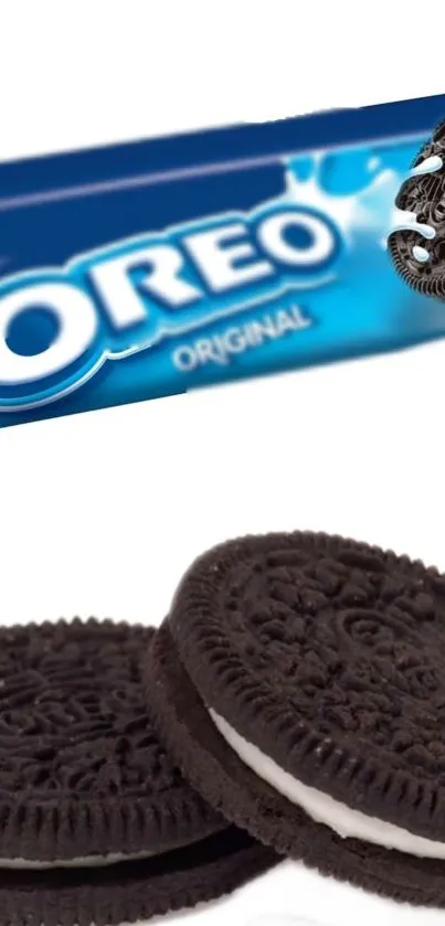 Oreo cookies and packaging wallpaper in rich colors for mobile.