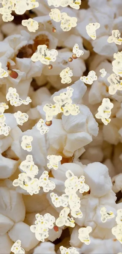 Closeup of popped popcorn fills the screen.