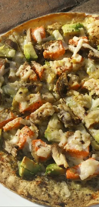 Delicious Seafood Pizza Wallpaper - free download