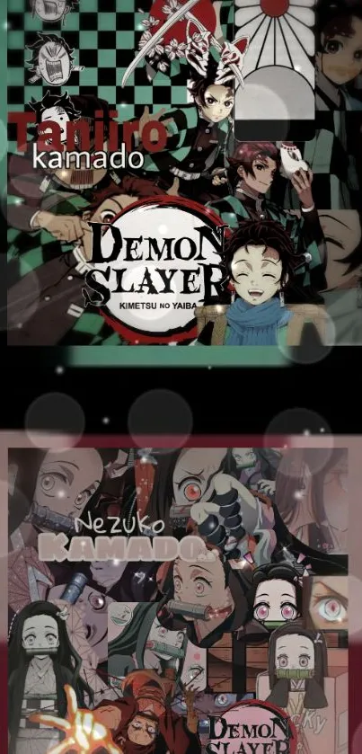 Demon Slayer wallpaper featuring anime characters and vibrant colors.