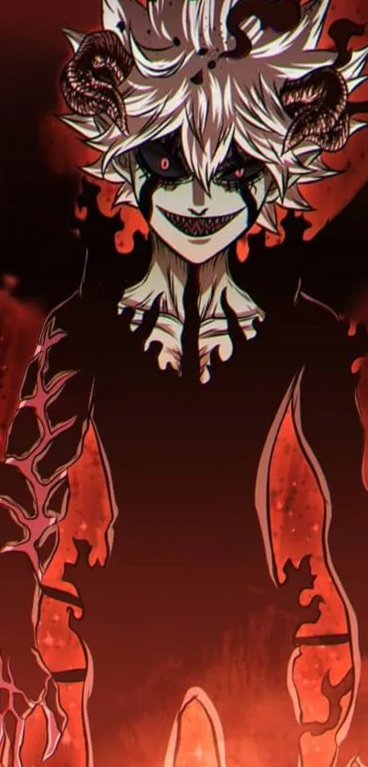 Demonic anime character with red and black design for mobile wallpaper.