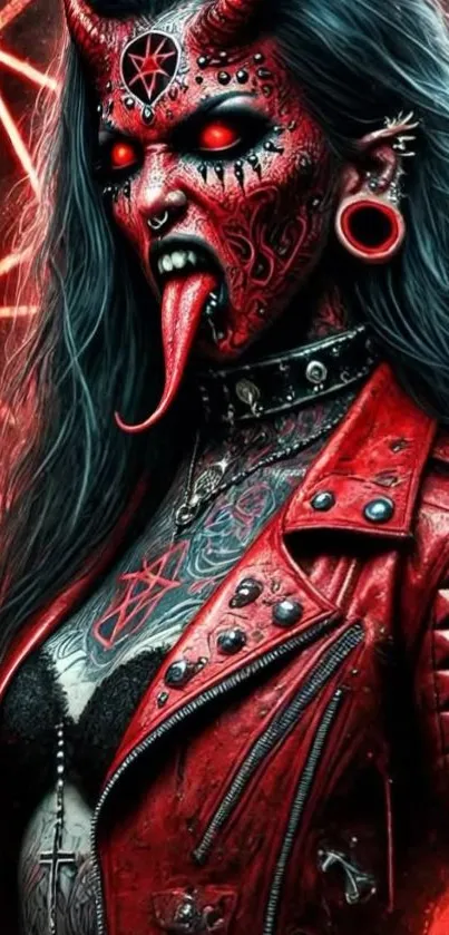 Demon-themed art wallpaper with vivid red and gothic style.