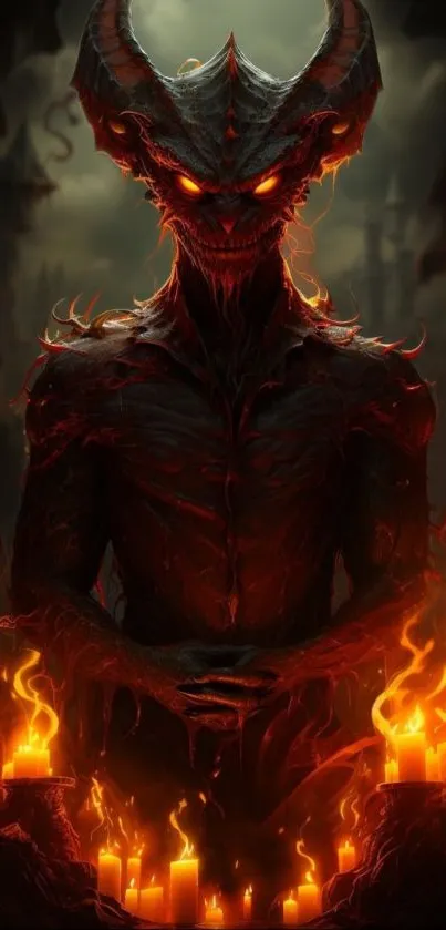 Fiery demonic figure with flames.