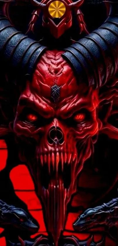 Demonic fantasy art mobile wallpaper with bold colors.