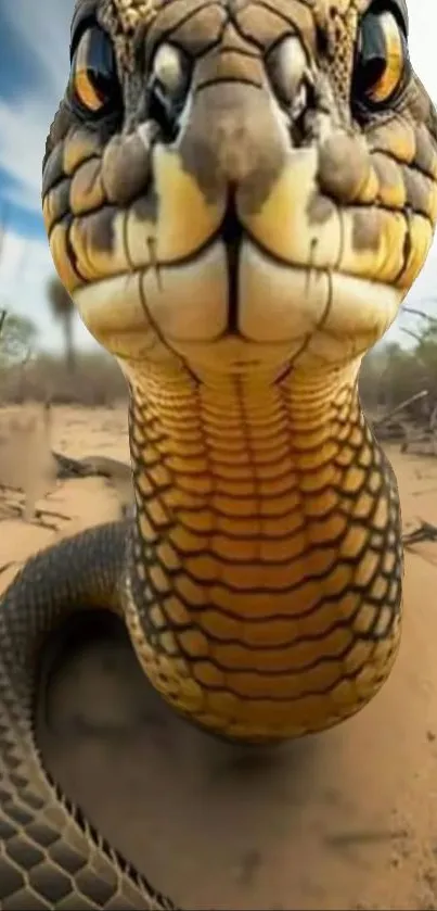 Close-up of a desert snake with intricate scales in natural habitat.