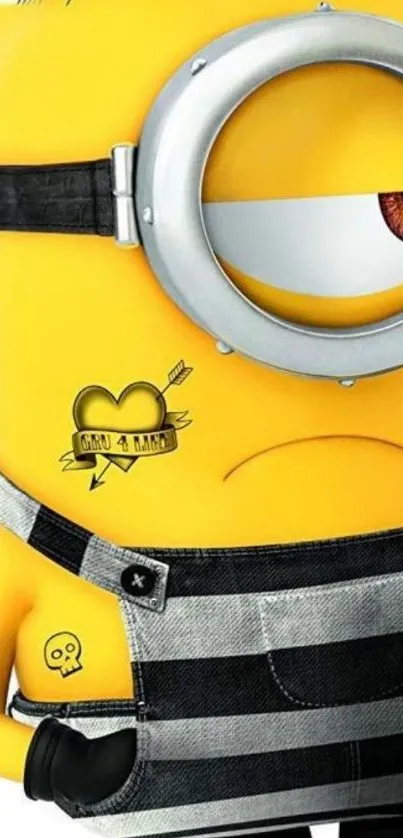 Vibrant yellow minion from Despicable Me on mobile wallpaper.