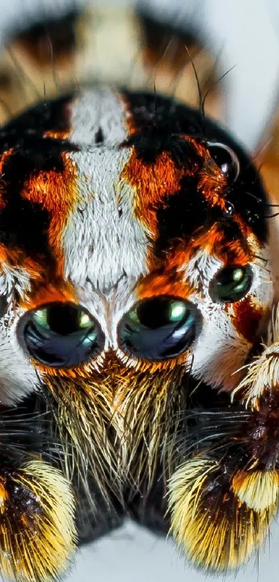 Close-up macro image of a spider with vibrant colors and detailed textures.