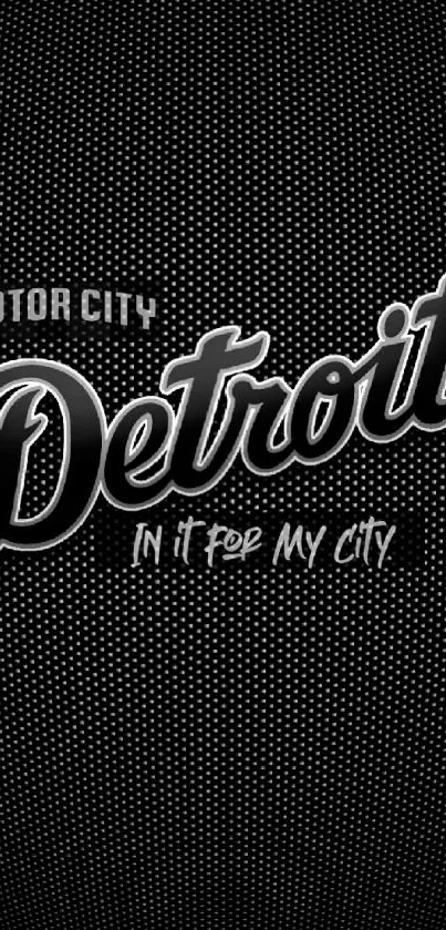 Stylish Detroit-themed mobile wallpaper with black typography and dotted background.