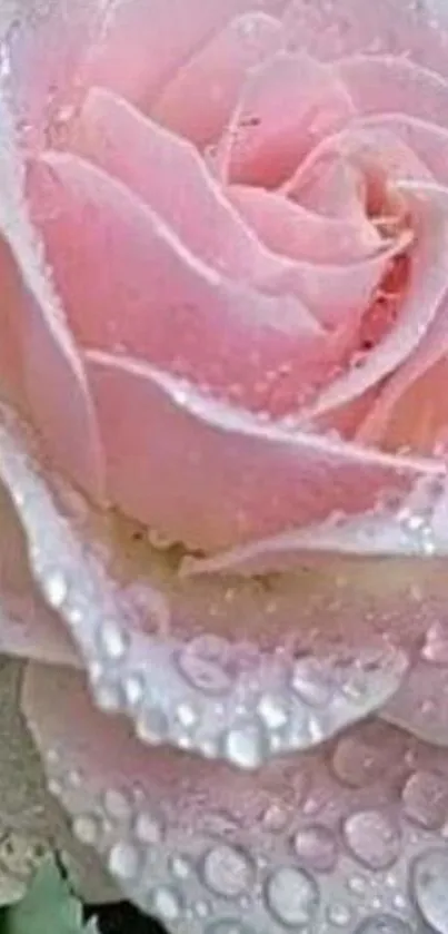 Dew-kissed pink rose with delicate petals and vibrant hues.