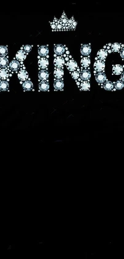 Diamond-studded KING text with crown on black background.