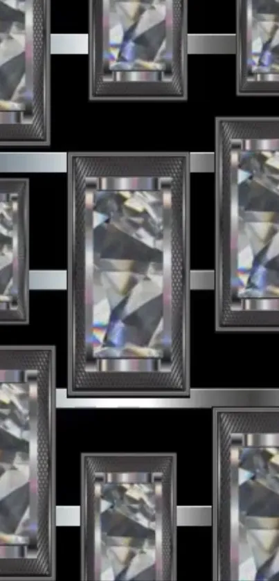 Elegant diamond pattern with geometric design on black background.