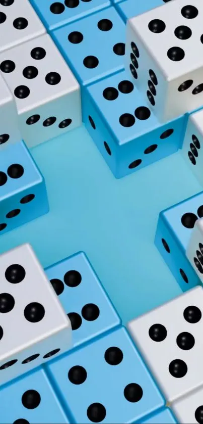 Blue and white dice pattern mobile wallpaper.