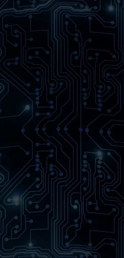 Digital circuit board pattern wallpaper with dark intricate design.