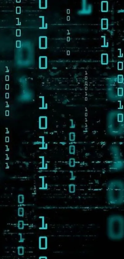 Teal binary code digital wallpaper.