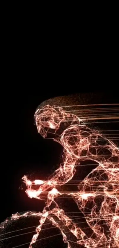 Dynamic digital cyclist artwork with light effects on black background.