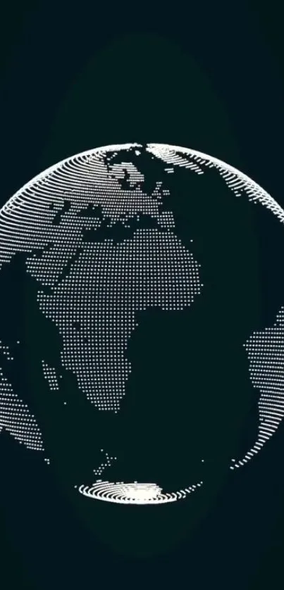 Digital abstract earth with glowing patterns on a black background.