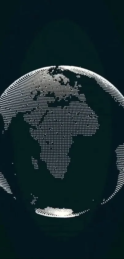 Dotted digital Earth design on dark background.