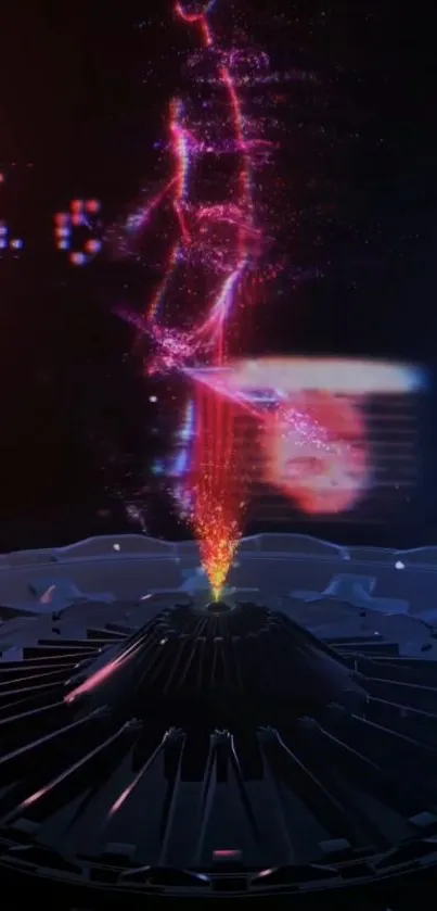 Abstract digital vortex with vibrant energy colors.