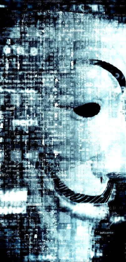 Mysterious cyber mask on digital background wallpaper.