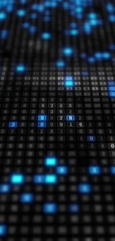 Futuristic matrix wallpaper with blue digital numbers.