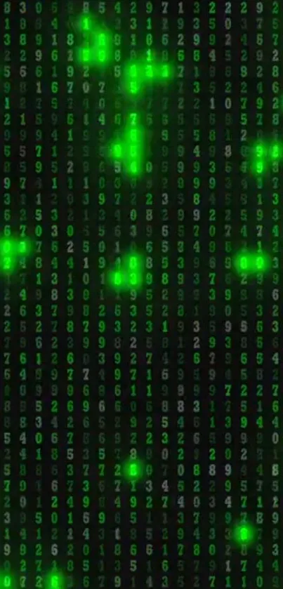 Green Matrix-inspired digital code background for mobile devices.