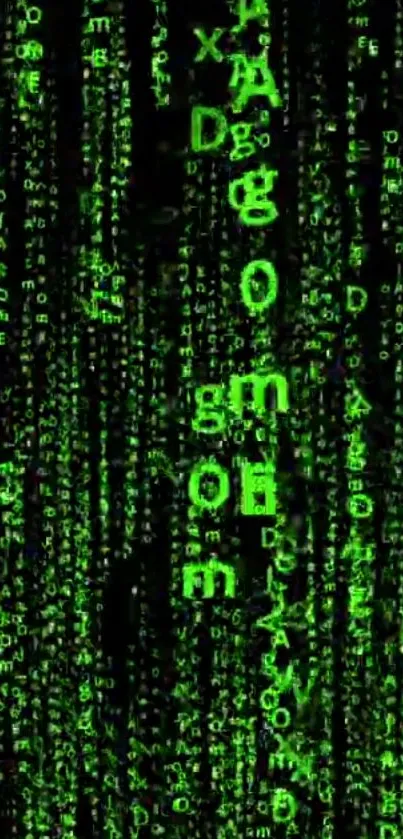 Green digital code mobile wallpaper resembling the Matrix theme.