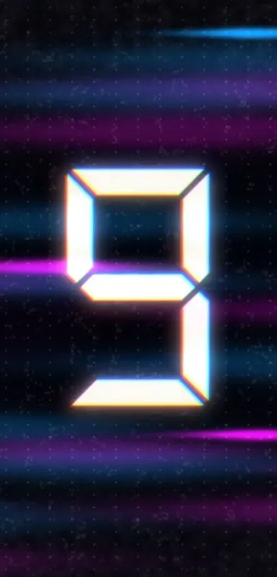 Futuristic neon number nine wallpaper with purple and blue accents.