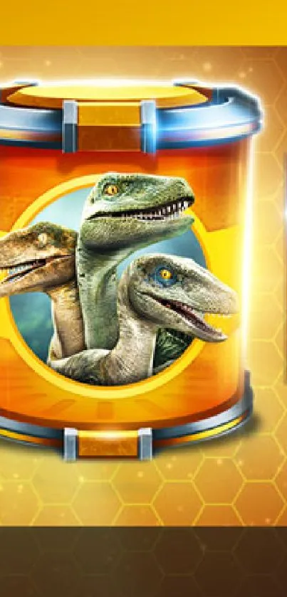 Vibrant dinosaur-themed wallpaper with dynamic imagery and colorful design.