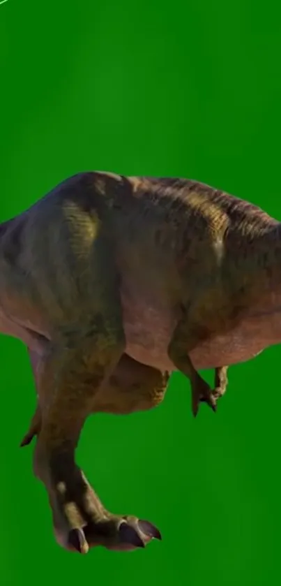 Dinosaur standing on vibrant green background.