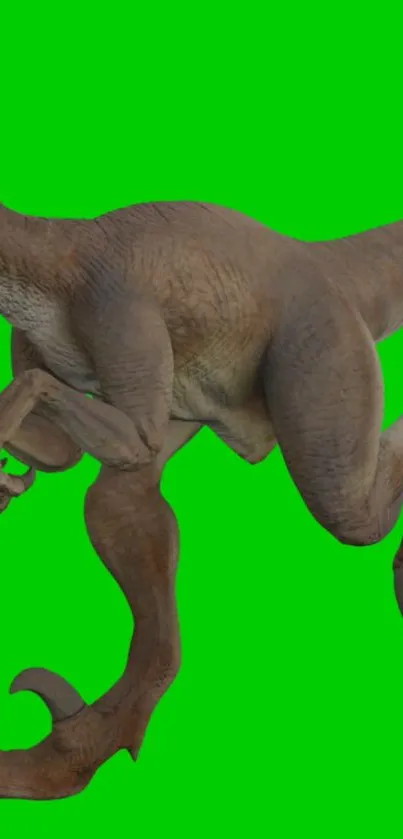 Dinosaur on a bright green background for mobile wallpaper.