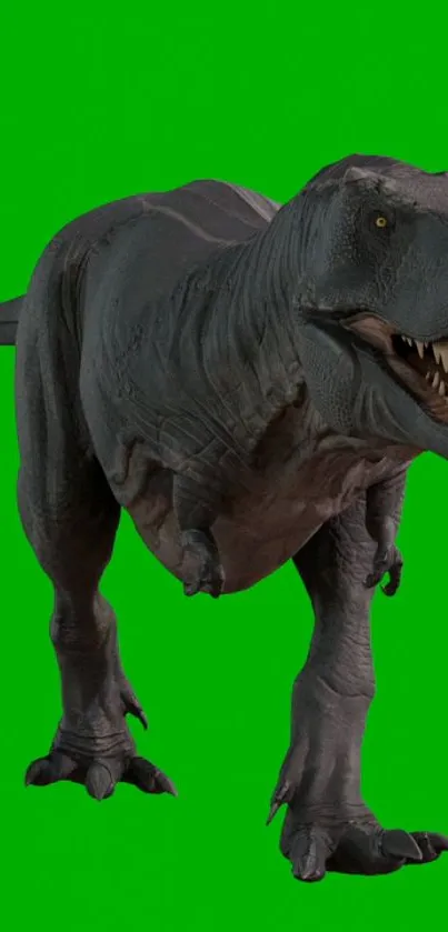 Roaring dinosaur on green background wallpaper.