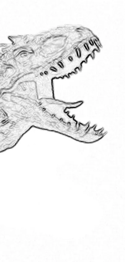 Sketch of a roaring dinosaur in monochrome for a mobile wallpaper.