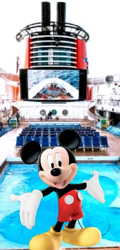 Disney cruise wallpaper featuring a pool and beloved character.