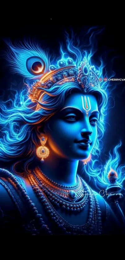 Divine art of Lord Shiva in vibrant blue tones.