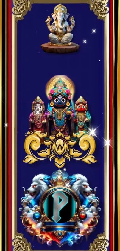 Mobile wallpaper featuring divine deities with vibrant colors and intricate details.