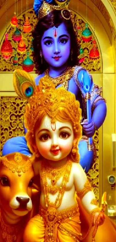 Colorful divine deities mobile wallpaper featuring intricate designs.